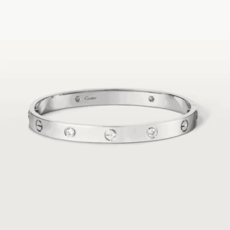 Round bangle 4 diamond in white gold